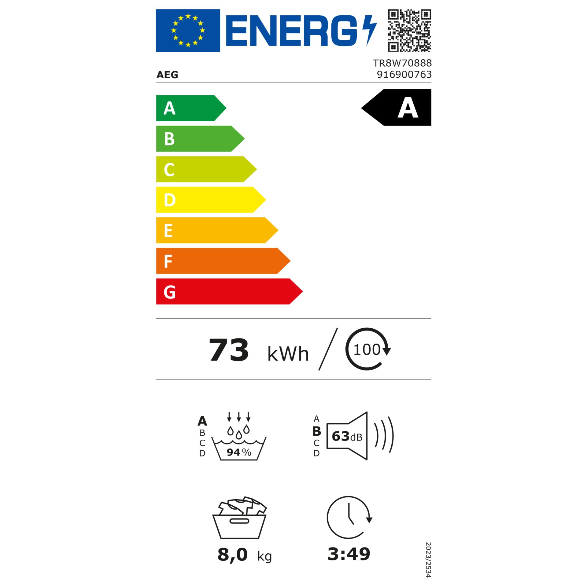 AEG TR8W70888  Kondensationstrockner – Energieeffizienzklasse A