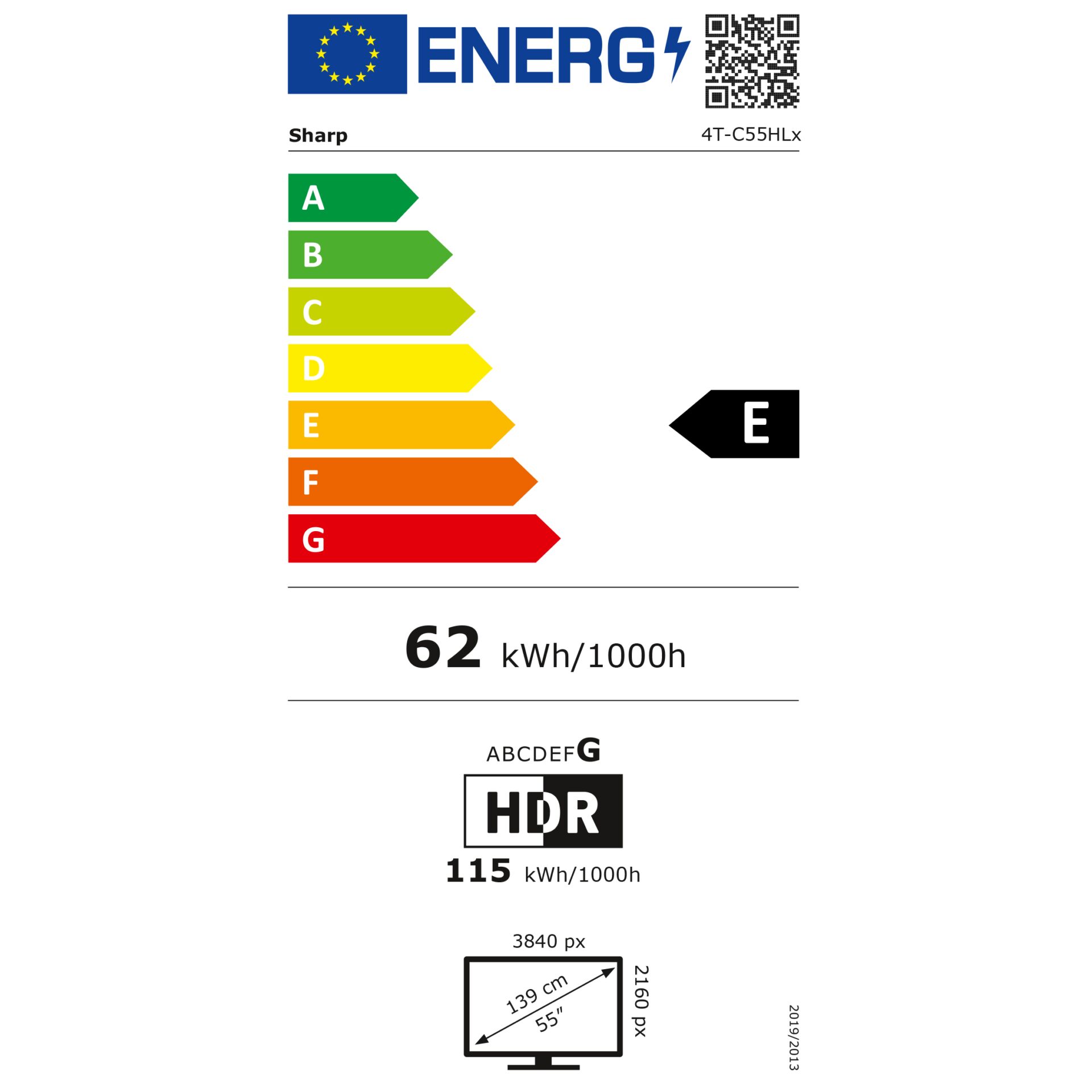 Sharp 55HL4465E  schwarz – Energieeffizienzklasse E