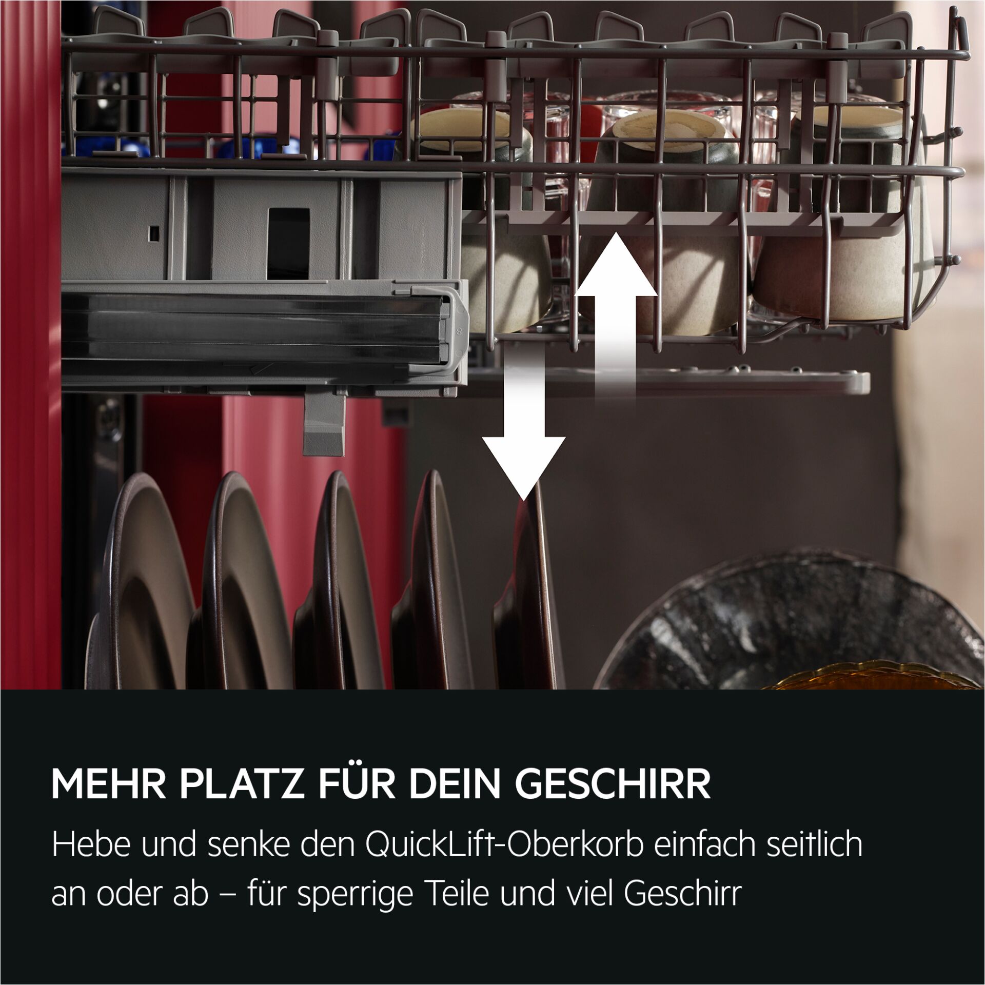 Geschirrspüler,  Regal,  Besteck,  Tassen,  Pfeile