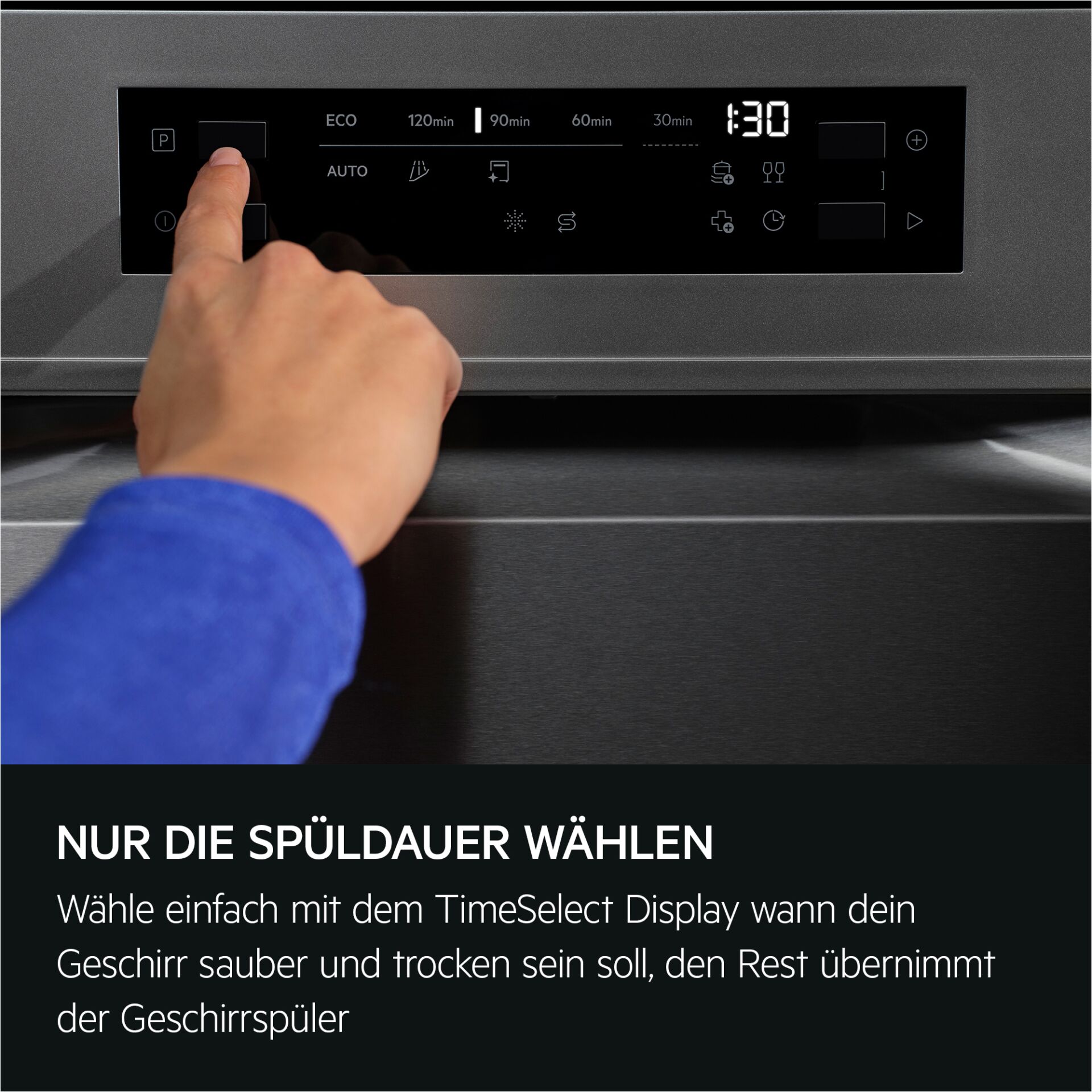 Geschirrspüler, Bedienfeld, Hand, Waschmodus, Silbernes-Gerät