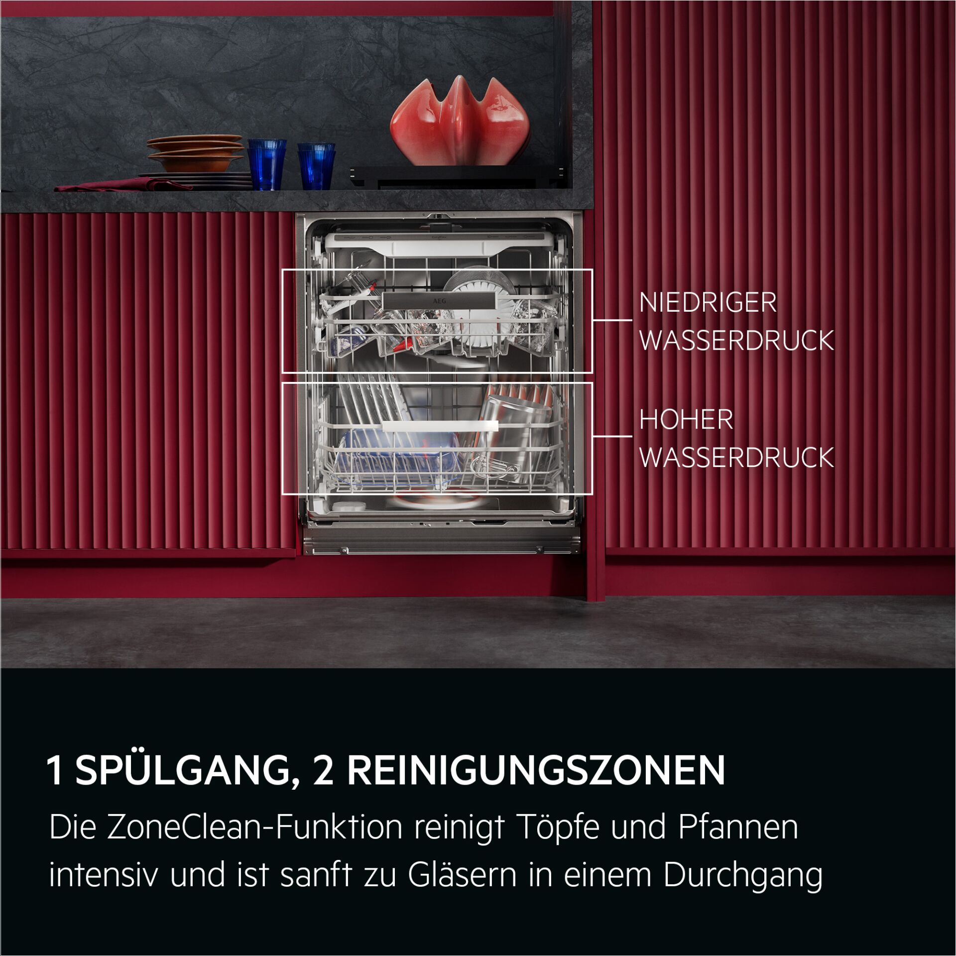 Geschirrspüler, Küche, Gerät, integriert, rot
