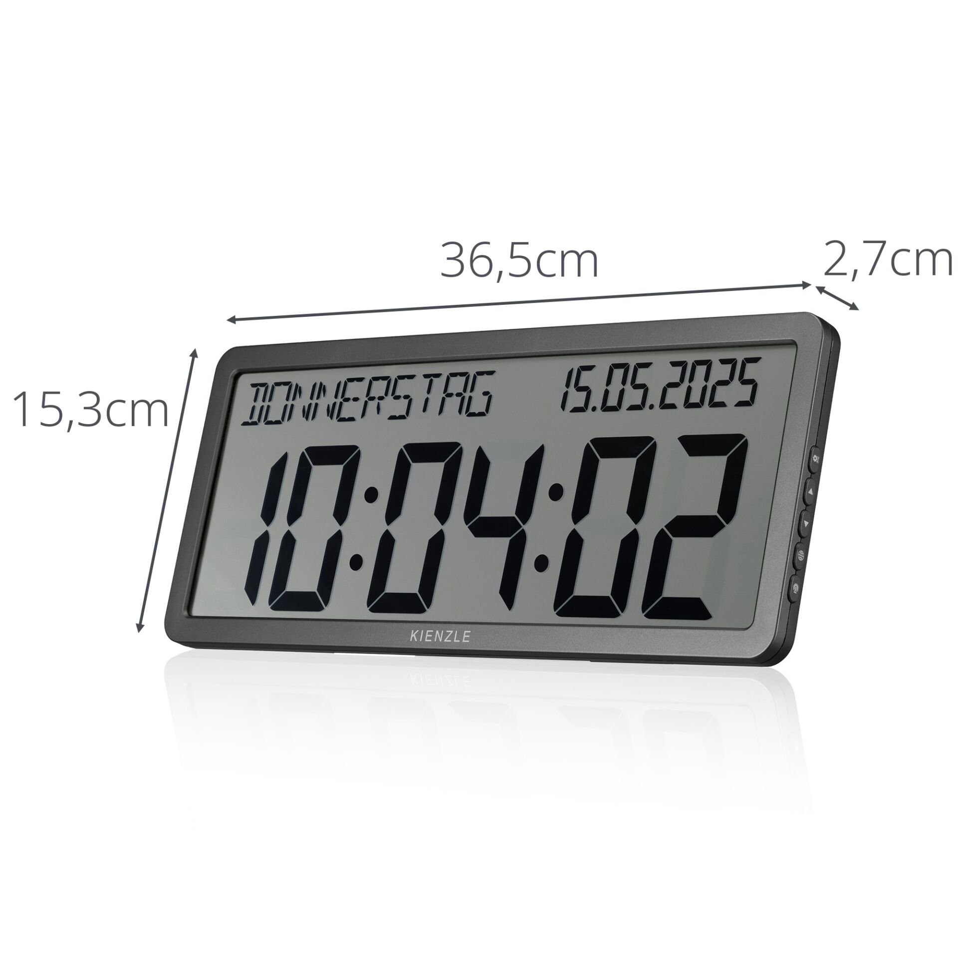 Digitaluhr, Wecker, LED-Anzeige, Tablethalterung, grauer Rahmen