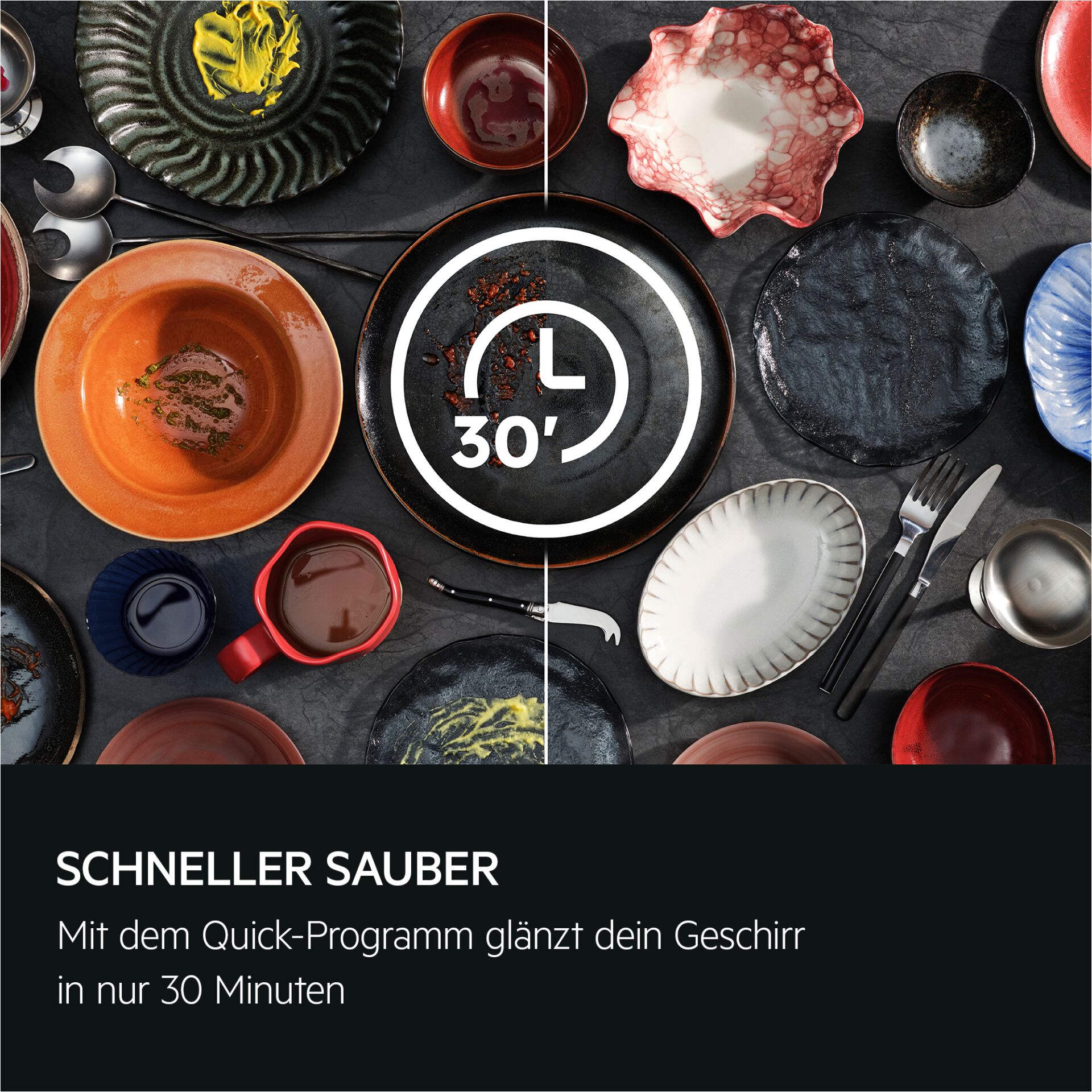 tellerware, keramikgeschirr, buntes geschirr, platten-sammlung, 30-minuten-timer