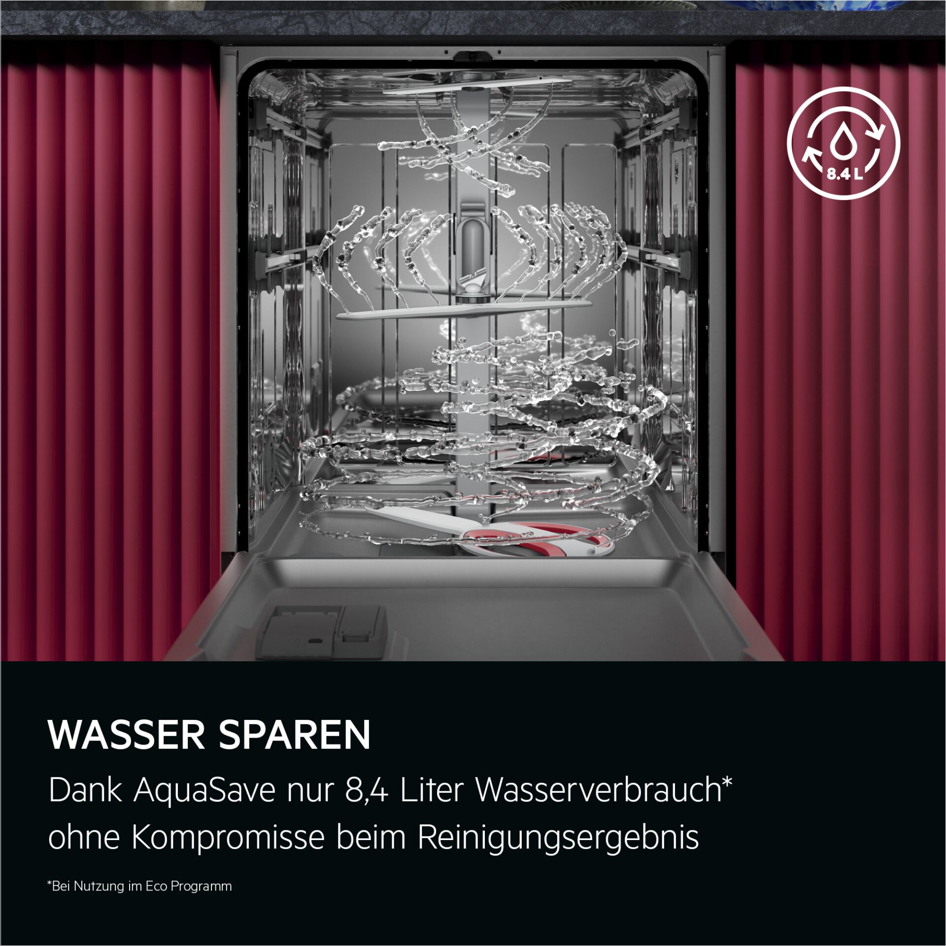 Spülmaschine, Innenraum, Wasserhähne, AquaSave, 8,4 L