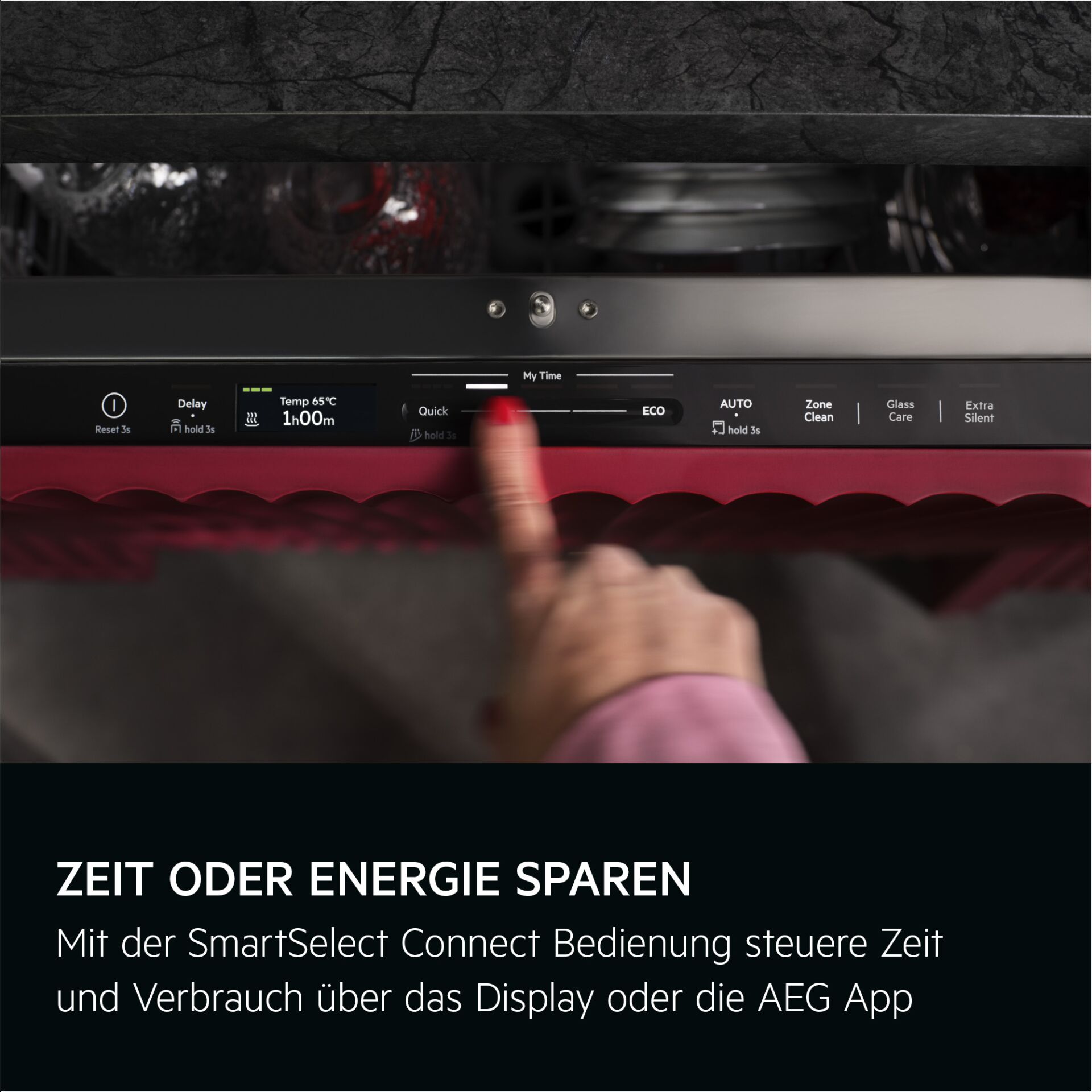 induction_door, kitchen_appliance, control_panel, digital_display, red_trim