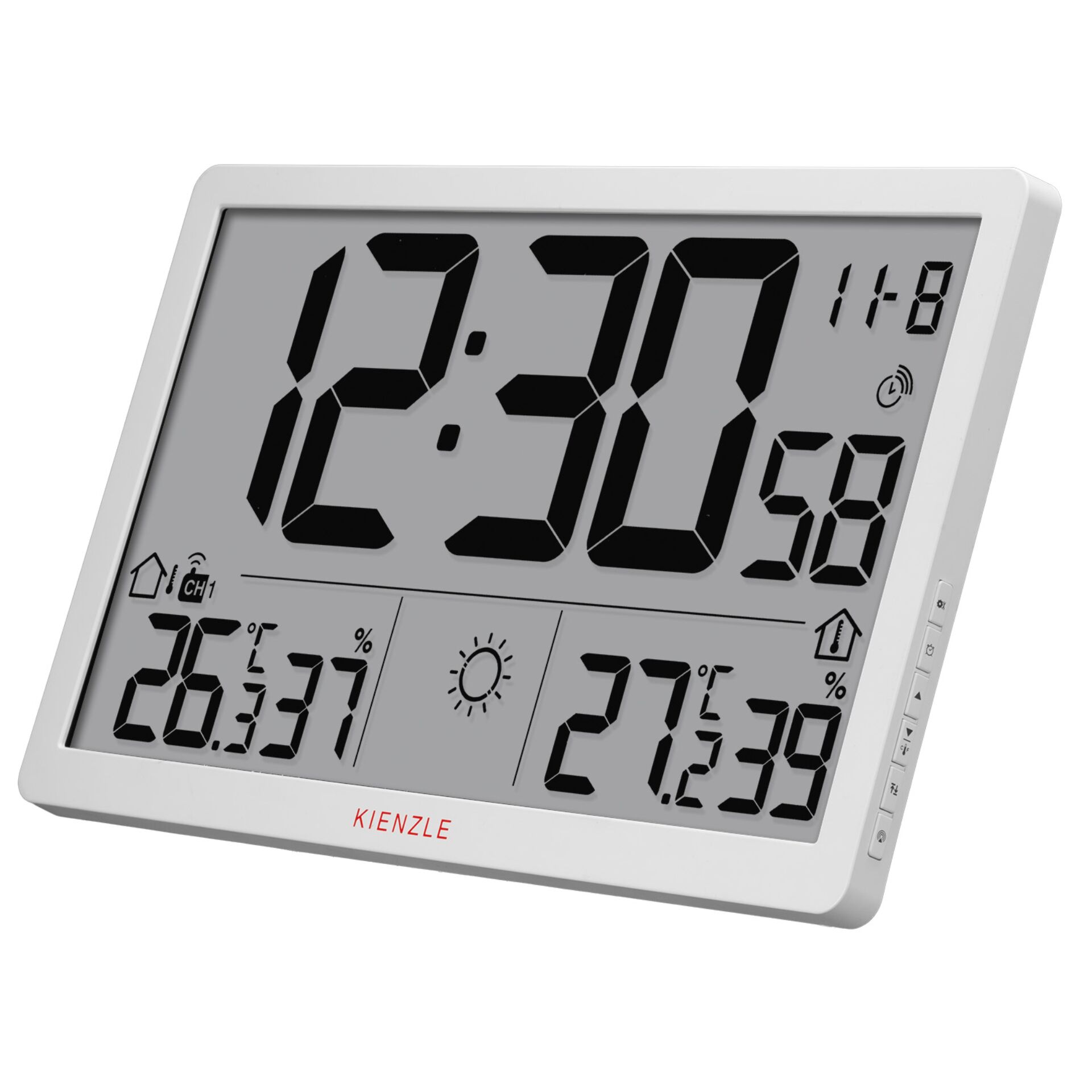 digitale Uhr, Wanduhr, Großes Display, Weckerfunktionen, Thermometer-Hygrometer