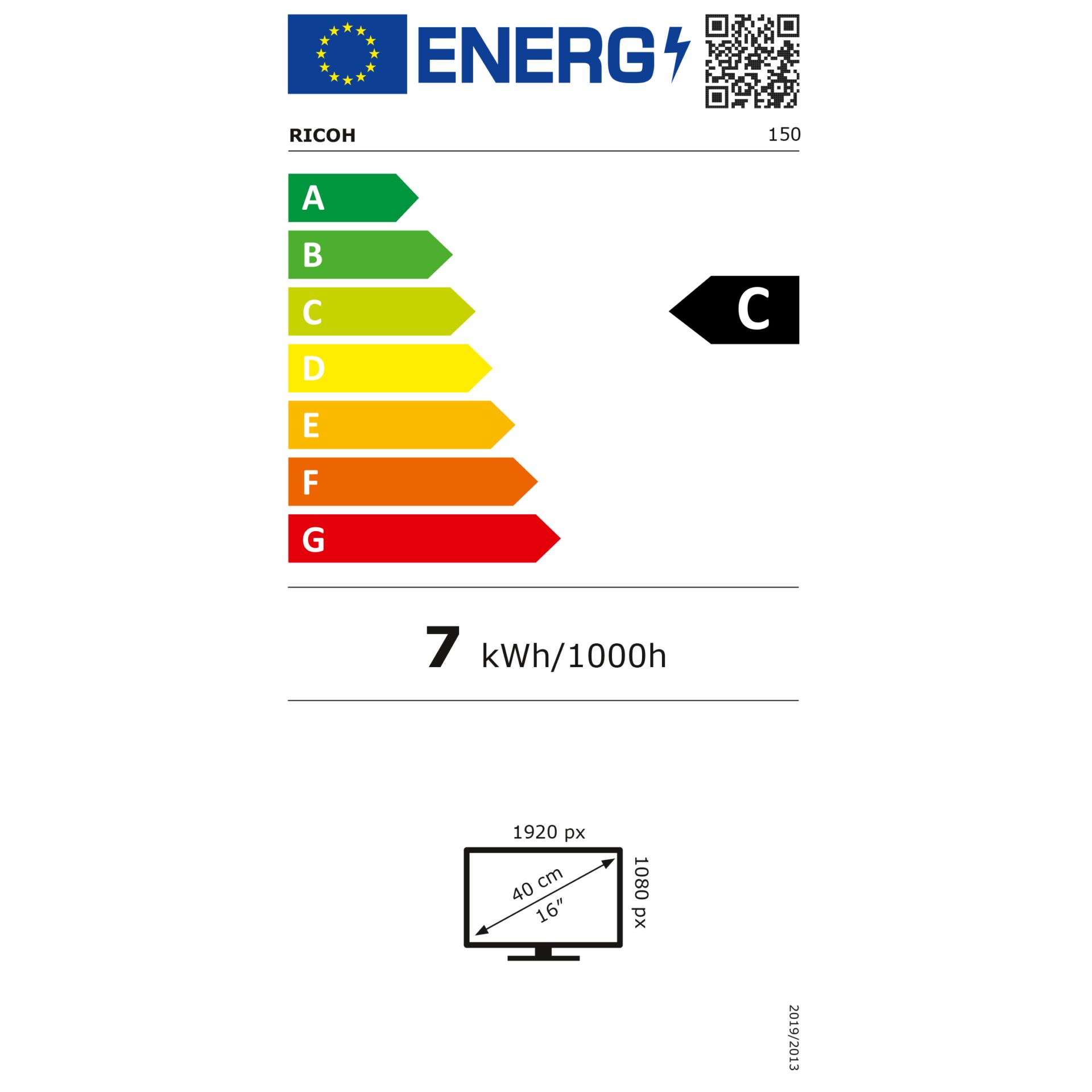 Ricoh 150 Mobiler OLED-Monitor  mit Touchscreen – Energieeffizienzklasse C