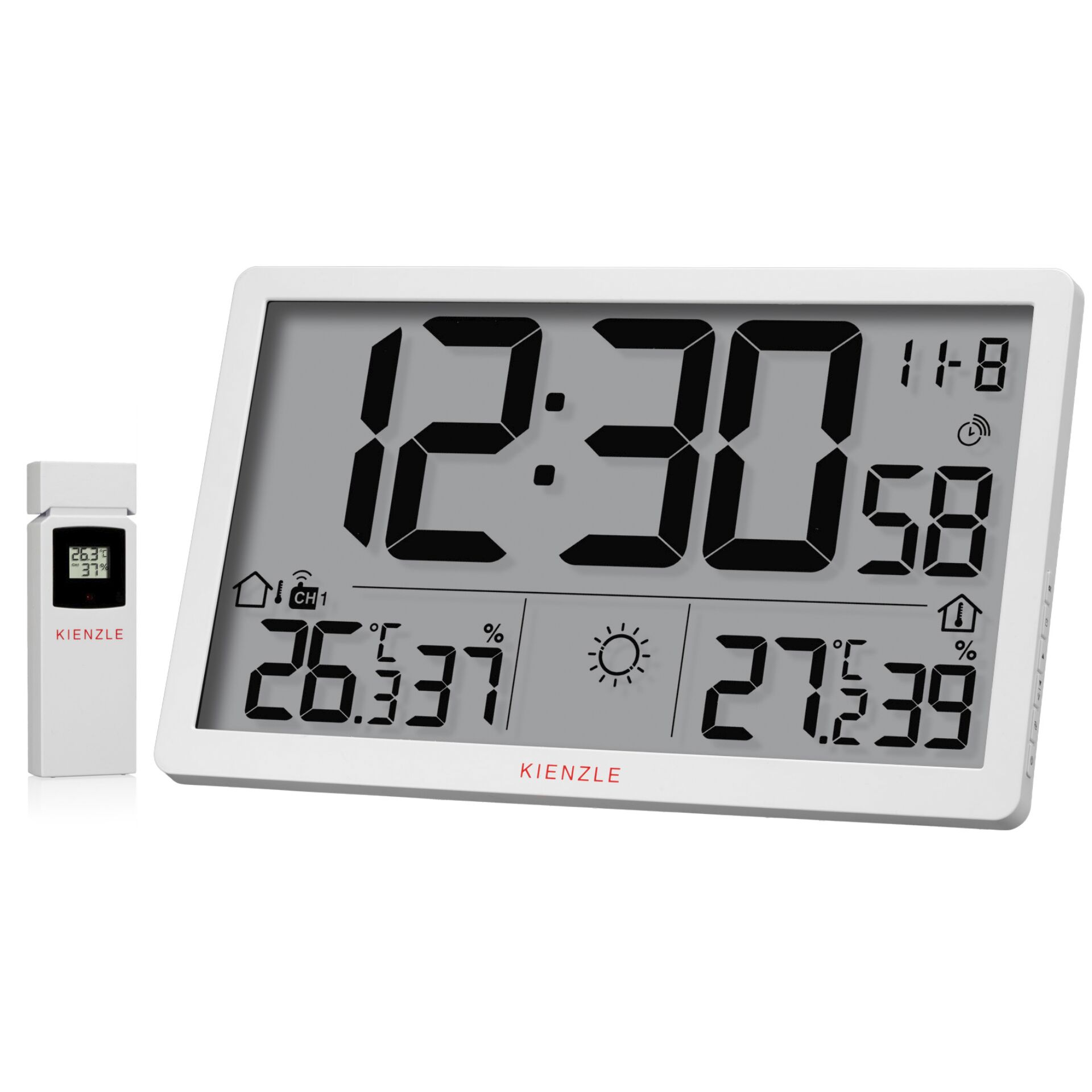 digitaler Wecker, Wetterstation, LCD-Anzeige, Thermometer, Innentemperatur Außentemperatur Sensor