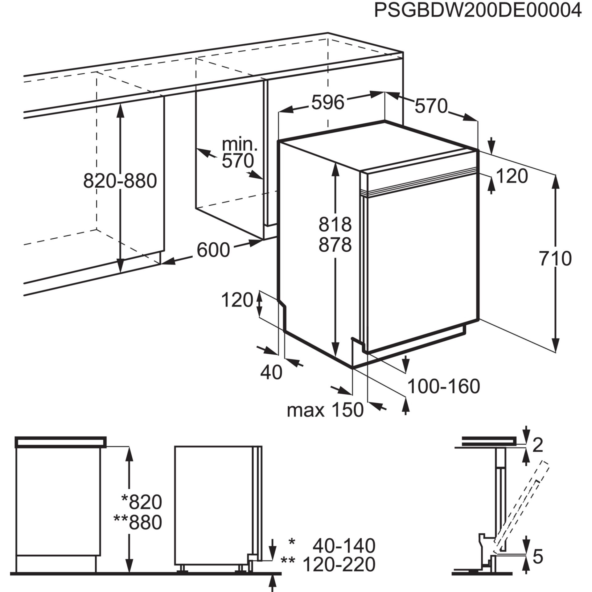 Kühlschrank, Unterbau, Einbaugerät, Haushaltsgerät, Korpushöhe