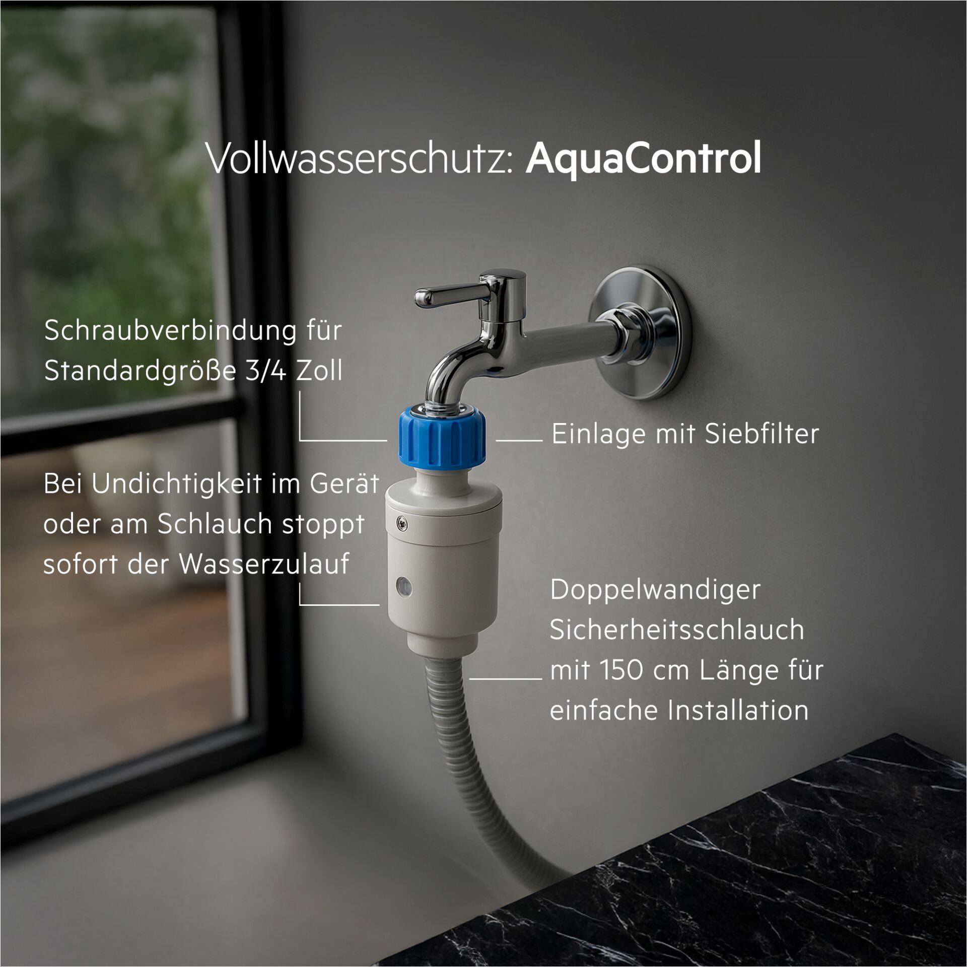 Wasserhahnanschluss, Sicherheits Schlauch, Siebfilter, Installationsset, Küchenanschluss